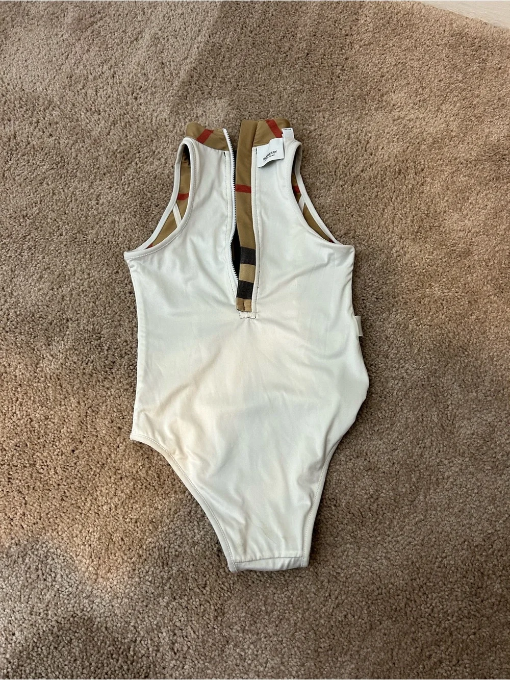 Burberry Beige Check Girls One-Piece Swimsuit Sz 8Y